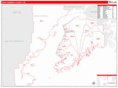 Kenai Peninsula Borough (County), AK Digital Map Red Line Style